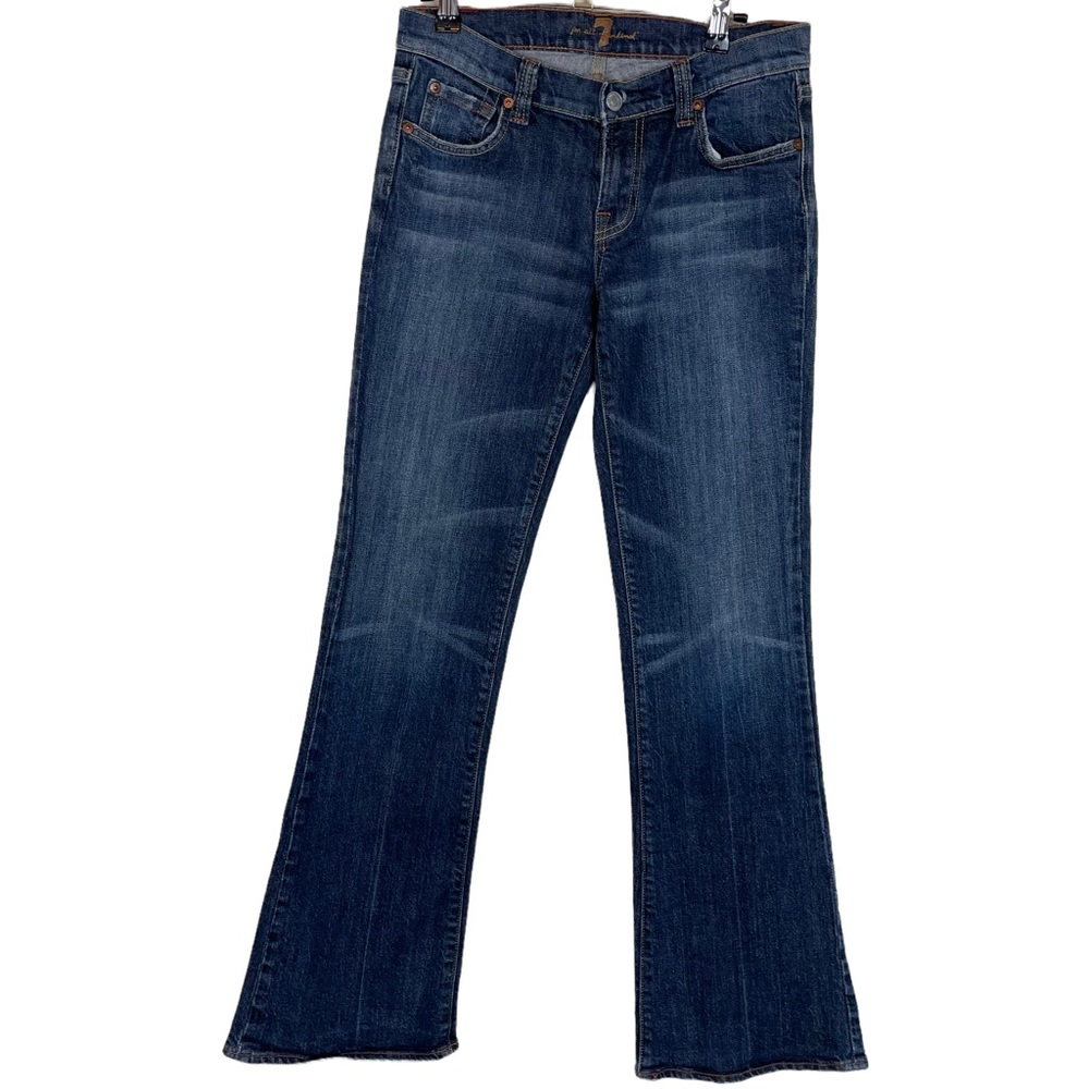 7 For All Mankind Bootcut Copper Gem Embroidered Denim Jean Medium Blue Wash 28